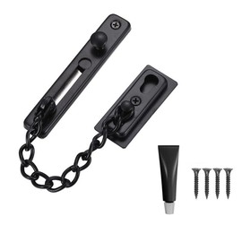 OPDENK Door Chain Lock,Stainless Steel Theft Door Chain with Screws,Polished Security Door Latch Lock for Bedroom, Inside Door,Home,Hotel (Black)