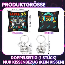 Xialvyu 18th Birthday Boy Gift Funny Cushion Cover and Keyring 18th Birthday Boy Decoration Gift for 18th Birthday Boy Girl Birthday Gifts for Boyfriend Son Brother