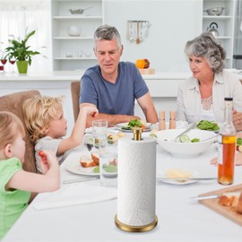 Paper Towel Holder Countertop, Gold Paper Towel Roll Holder for Kitchen Bathroom, One-Handed Operation Stainless Steel Paper Towel Holder with Weighted Base