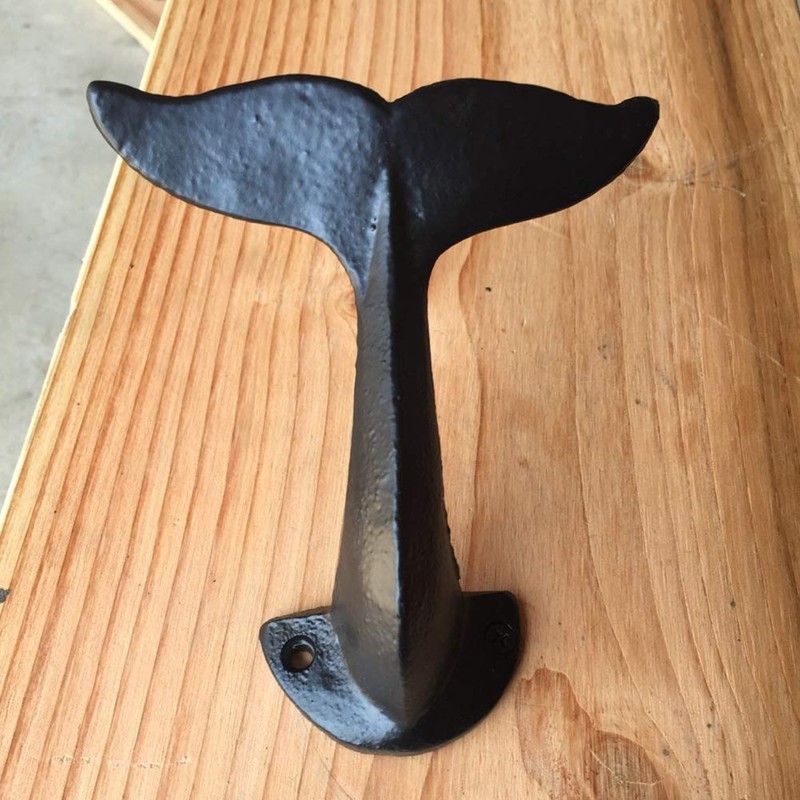 Hook Hanger, Cast Iron Whale Tail Shaped Decorative Wall Hook,