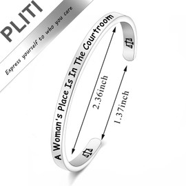 PLITI Lawyer Gift Scales Of Justice Lawyer Bracelet New Lawyer Gift a Woman's Place Is In The Courtroom Jewelry For Law School Graduate Gift (Place in courtroom CBCA)
