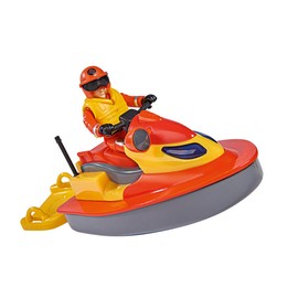 Simba 109251048 - Feuerwehrmann Sam Juno Jet Ski, mit Elvis Figur, Sitzfläche zum Aufklappen, schwimmt auf dem Wasser, für Kinder ab 3 Jahren