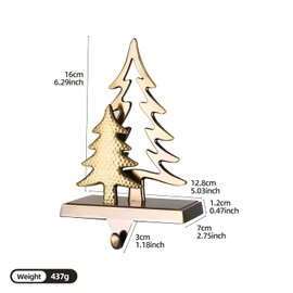 Christmas Stocking Holders for Mantle Set of 4-Snowflake Snowman Deer Tree Stocking Holders for Fireplace- Heavy Duty Stocking Holders for Mantle Christmas Stocking Hanger for Mantle(Brontze 4 Pack)
