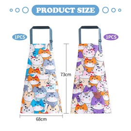 SLAXJNE 2 Pieces Cartoon Cat Aprons, Kids Cooking Aprons, Anti Fouling Aprons, Halter Aprons, Cute Printed Aprons, Kitchen Baking Aprons, Garden Aprons, purple