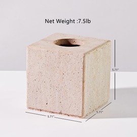 Generic Organic Edge Travertine Bath Set - Embrace Rugged Texture and Unique Variations in Porous Stone Material,bath accessories (Tissue Box Cover), Natural