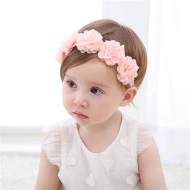 Bethynas Baby Girls Flower Lace Headband Cute Floral Elastic Hairband Toddler Newborn Infant Kids Soft Cotton Hair Accessory (B)