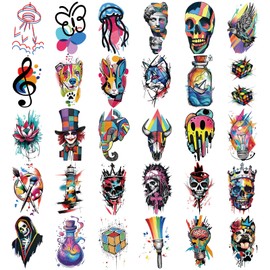 Yazhiji 47 Sheets Magical Realism Temporary Tattoo Adults Kids, Graphics Micro-realism Geometry Fake Arm Tattoos for Women Men Boy Girl