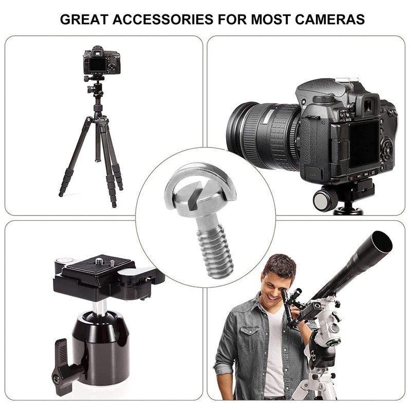Camera Screw 1/4 Tripod Screw D-Ring Stainless Steel Mounting Screw,