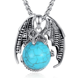 EUDORA Harmony Ball Dragon Necklace for Men and Women with Obsidian Pink Crystal, Vintage Dragon Necklace Pendant, Amulet Energy Jewellery Gift for Women Men, Chain 20 Inches + 2 Inches, Copper,