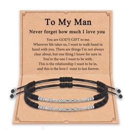 Shonyin I Love You Morse Code Bracelets for Men, Boyfriend Bracelet Gift