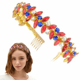Crystal Wedding Headband Vintage Rhinestone Headbands Sparkly Leaf Hairband Prom Party Hair Hoop for Women Girls