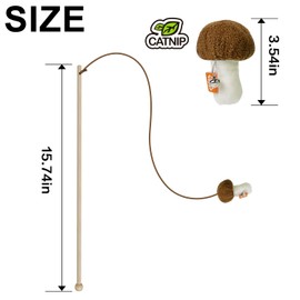 TTcat Cat Wand Toy for Indoor Cats, Natural Wood Cat Wand Toy with Mushroom Catnip Toy,Interactive Cat Toy Kitten Toy for Indoor Cats to Play Chase Exercis