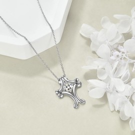 YFN Celtic Knot Cross Necklace Sterling Silver Infinity Knot Cross Pendant Jewellery Gifts for Women Girls