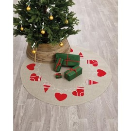 Permin Cross Stitch Embroidery Kit Christmas Tree Skirt Heart & Cone, Counted Pattern, Diam. 125 cm
