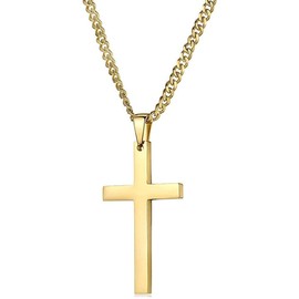 Gold link Chain Cross Pendant Necklace with Solid Strong Clasp for Men,Women, boys, Teens Plated Thin for Charms Miami Cuban Link Diamond Cut Fashion jewelry (22)