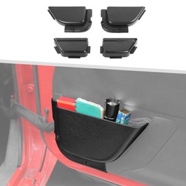 Jimen Fit for Jeep Wrangler JK Unlimited 4 Door 2011-2018, 4PCS Front and Rear Door Pockets Tray Organizer Interior Storage Accessories