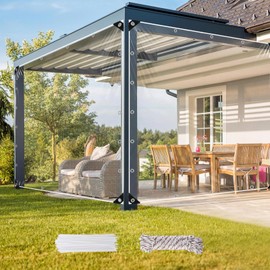 Clear Tarps Heavy Duty: PVC Thicken Transparent Tarpaulin Windproof Weather Proof UV Resistant Rip and Tear Durable Plastic Vinyl Tarp with Grommets Garden Rainproof Covering 1-Pack