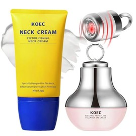 KOEC Collagen Neck-Eye Care Set Reafirmantes | Tensores | Hidratantes Crema para Ojos Y Rodillo EléCtrico Crema para el Cuello Suaviza Las LíNeas de ExpresióN
