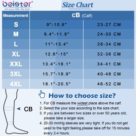 Beister 1 Pair Compression Calf Sleeves (20-30mmHg), Perfect Compression Socks for Running, Shin Splint, Medical, Pain Relief, Air Travel, Nursing, Cycling
