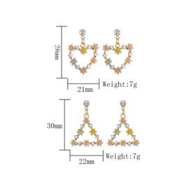 Flower Earrings for Women Dainty Daisy Dangling Earrings Floral Long Dangle Earrings Summer Spring Holiday Earrings for Women(Flower Heart)