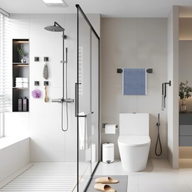 LACHILL 10-Pieces Matte Black Bathroom Accessories Set, 16 Inch Bath Towel Bar Set, SUS 304 Stainless Steel Bathroom Hardware Set, Towel Holder, Towel Racks for Bathroom Wall Mounted
