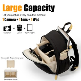 Cwatcun Camera Backpack Bag Small，Professional DSLR Camera Bag with Tripod Strap Laptop Compartment and Removable Padded Dividers Lightweight Photograhy Backpack Case for Cameras Accessories (Black)