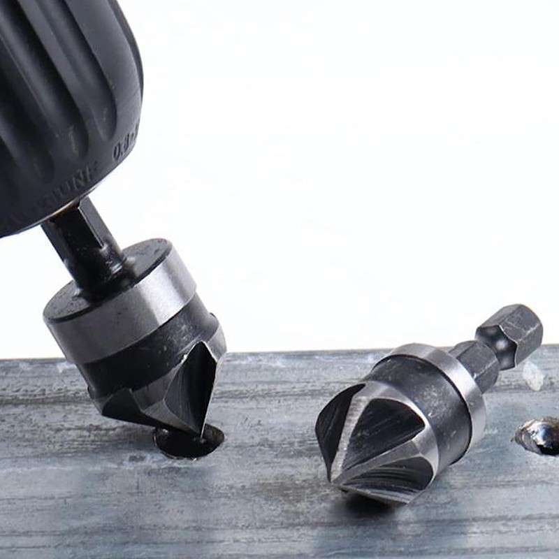 3 PCS 1/4 Inch Hex Shank, 5 Flute 90 Degree