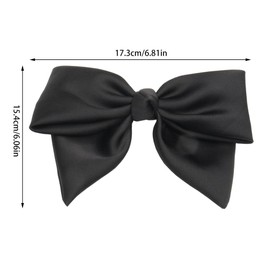 2 Pieces Bow Hair Clips for Women Satin Bow Hair Clips French Fabric Hair Clips for Women Elegant Solid Colors (Black and Beige)