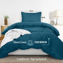 Utopia Bedding Single Duvet Cover Set - Soft Microfibre Polyester Duvet Cover with Pillow case - Bedding Quilt Cover Set (Denim Blue)