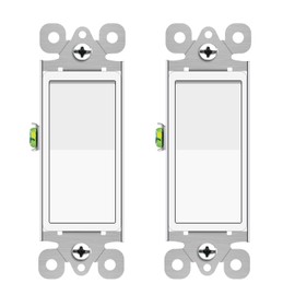 Single Pole Double Rocker Light Switch,Greencycle 2 Pack Paddle Light Switch 15 Amp,Sp Decora Switch White,120V-277V AC,On/Off Wall Switch, Residential/Commercial Grade,Home & Office,UL/CUL