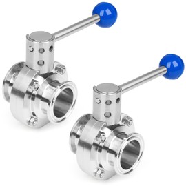 JMCOLMT 1.5 Inch Butterfly Valve Sanitary 2 Pcs Stainless Steel 304 with Pull Handle Tri Clamp Butterfly Valve