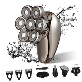 Electric Shaver 7 Blades Rechargeable LED Display Hair Clipper for Men Nose Hair Trimmer Bald Head Grooming Kit Wet/Dry Use
