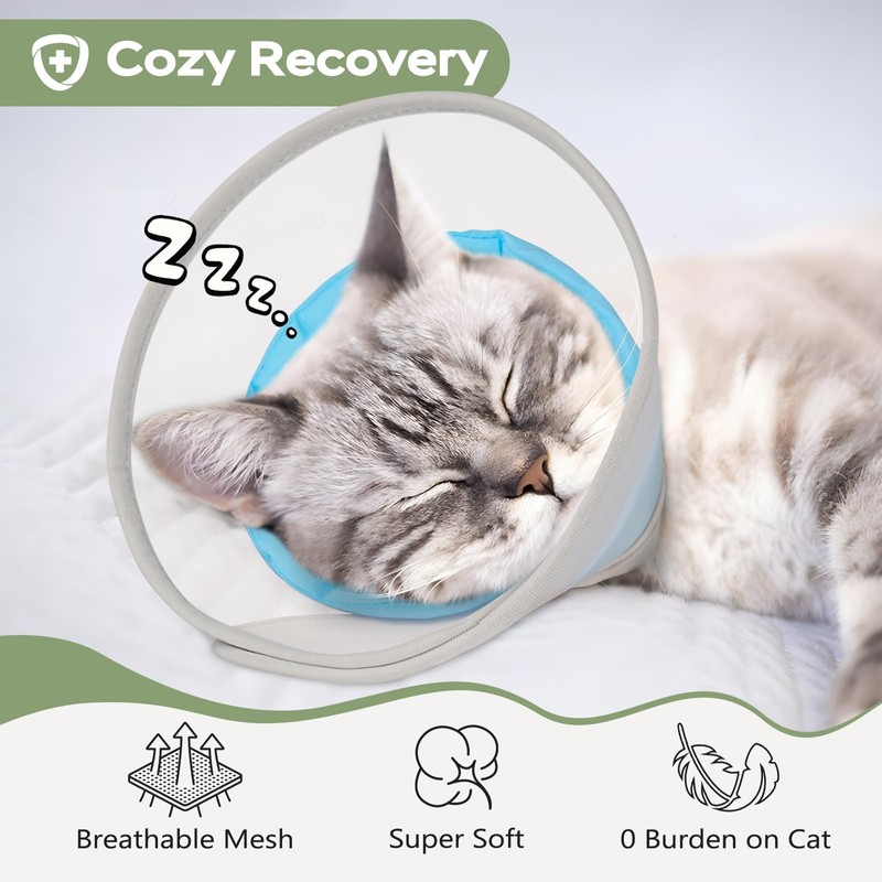Supet Cat Cone Collar Soft: Comfortable Waterproof Mesh Recovery Cone