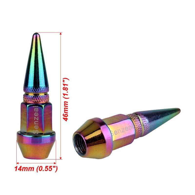 Senzeal 5X Long Spike Valve Caps Aluminum Car Tire Valve