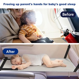 Travel Bed for Kids Airplane, Portable Airplane Bed for Toddler Seat Extender with Anti-Slip Design and Aeroplane Stickers, Airplane Footrest Hammock Baby Travel Essentials (Blue)