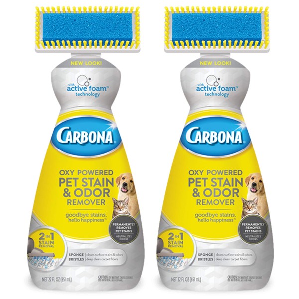 Carbona Oxy-Powered Pet Stain & Odor Remover w/ Active Foam Technology | 22 Fl Oz, 2 Pack
