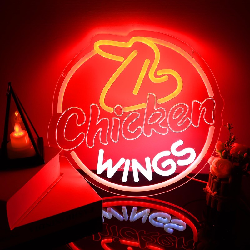 ASDGGBL Chicken Wings Neon Sign Fried Chicken Wings Led Sign