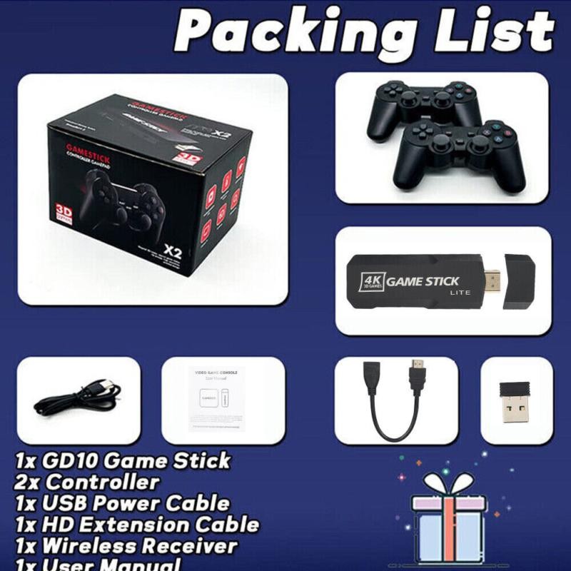 128G 40000 + Games Stick Retro Game Console 4K HD