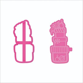 LissieLou Stack of Presents Cookie Cutter and Stamp Christmas Icing Stamp Fondant Embosser - Pink
