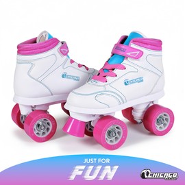Chicago Skates Sidewalk Roller Skates – Durable, Top Performance Indoor/Outdoor Use Skate Shoes for Girls & Boys, High-Top Boot Safety Youth Quad Skates, 60mm PU Wheels, Adjustable Chassis & Trucks