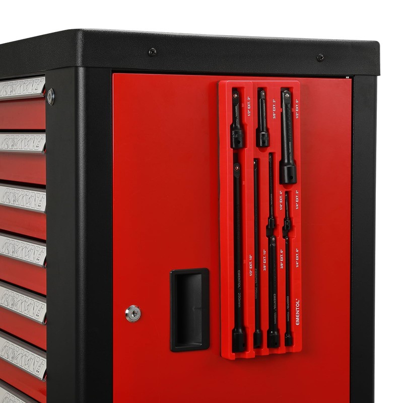 EMENTOL 9PCS Magnetic Extension Bar Holder, Red, 1/4", 3/8" and