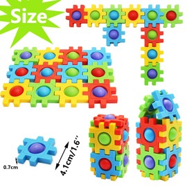 Uooker Multicolored Educational Building Blocks, 12 Pcs Pop It Fidget Toy Connecting Puzzle, Push Pop Learning Toy for Kids & Adults, Stress Reliever Toy, Sensory Toys for ADHD Autism Special Needs