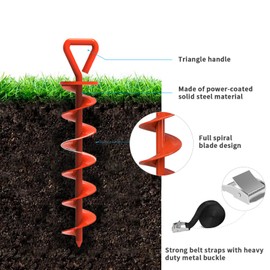 Eurmax USA Trampoline Stakes Heavy Duty Trampoline Parts Steel Stakes Anchor Kit for Trampolines Canopy Anchor Dog Tie Out Stakes -Set of 4 Bonus 4 Strong Belt(Orange)