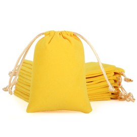 Tapleap Velvet Bags, Yellow Jewelry Pouch, 3x4 inches Small Drawstring Pouch, For Wrapping Mini Gift, Coin, Bracelet