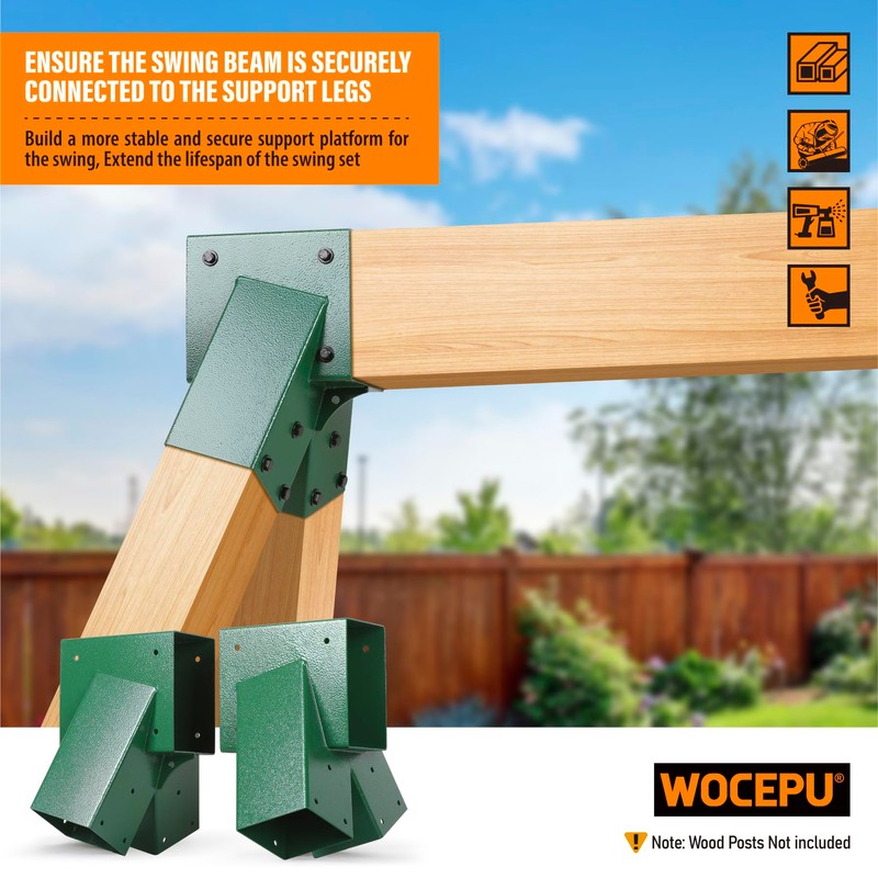 WOCEPU 201 Stainless Steel Swing Set Bracket 2pcs A-Frame Brackets