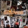 Skeleton Pumpkin Leaf Autumn Seasonal Metal Sign
