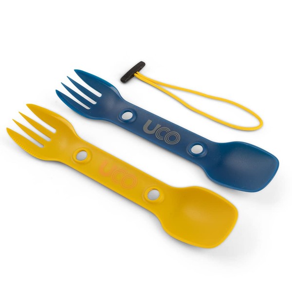 UCO Recycled ECO Utility Spork 3-in-1 Combo Spoon-Fork-Knife Utensil, 2-Pack, Berry & Mustard