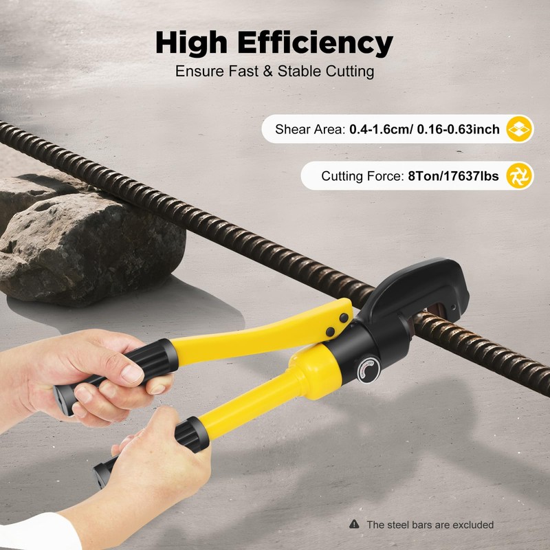 Hydraulic Rebar Cutter Tool, 8T 4mm-16mm Hydraulic Rebar Pliers for