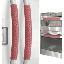 Refrigerator Door Handle Covers, Set of 4, Performance Appliance Handle Covers, Non-Slip Fridge Door Handle Covers, Keep Your Kitchen Clean, Microwave Oven Dishwasher door Handle Protectors(Red)