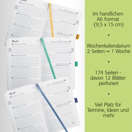 SIGEL Jolie J4112 Weekly Planner 2024, Approximately A6, Light Blue, Hardcover, Elastic Band, Pen Loop, Slip Pocket, 174 Pages, FSC-Certified, Diary